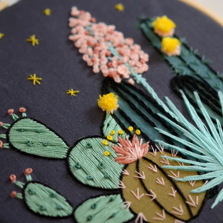 Night Cactus Embroidery Kit - Image 3