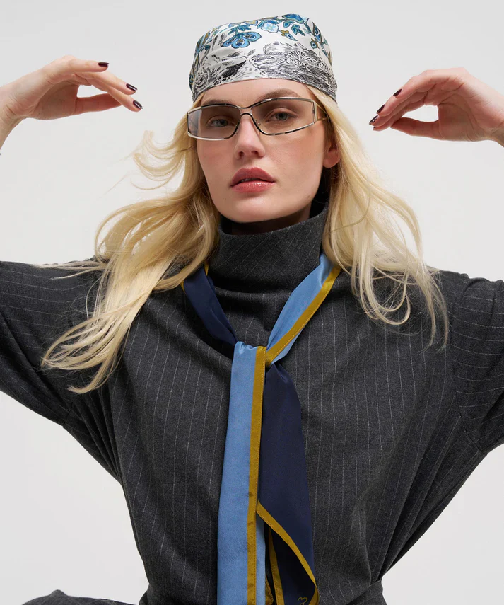 Colorblock Silk Bias Scarf - Image 5