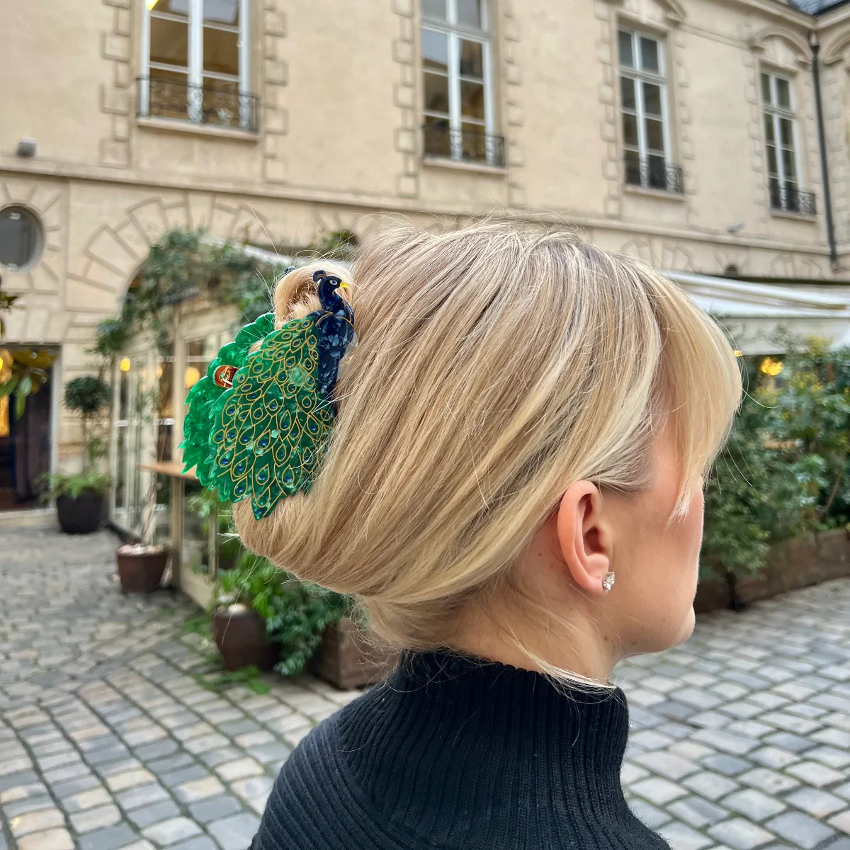 Hand-painted Peacock Bird Claw Hair Clip - Image 2