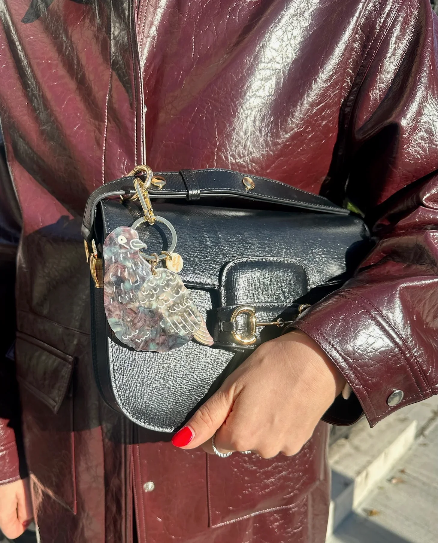 Hand-Painted Pigeon Bag Charm + Keychain - Image 2