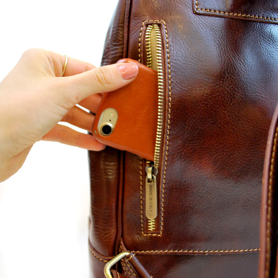 Leather NYPL Bookbinding Stamp Backpack - Image 4