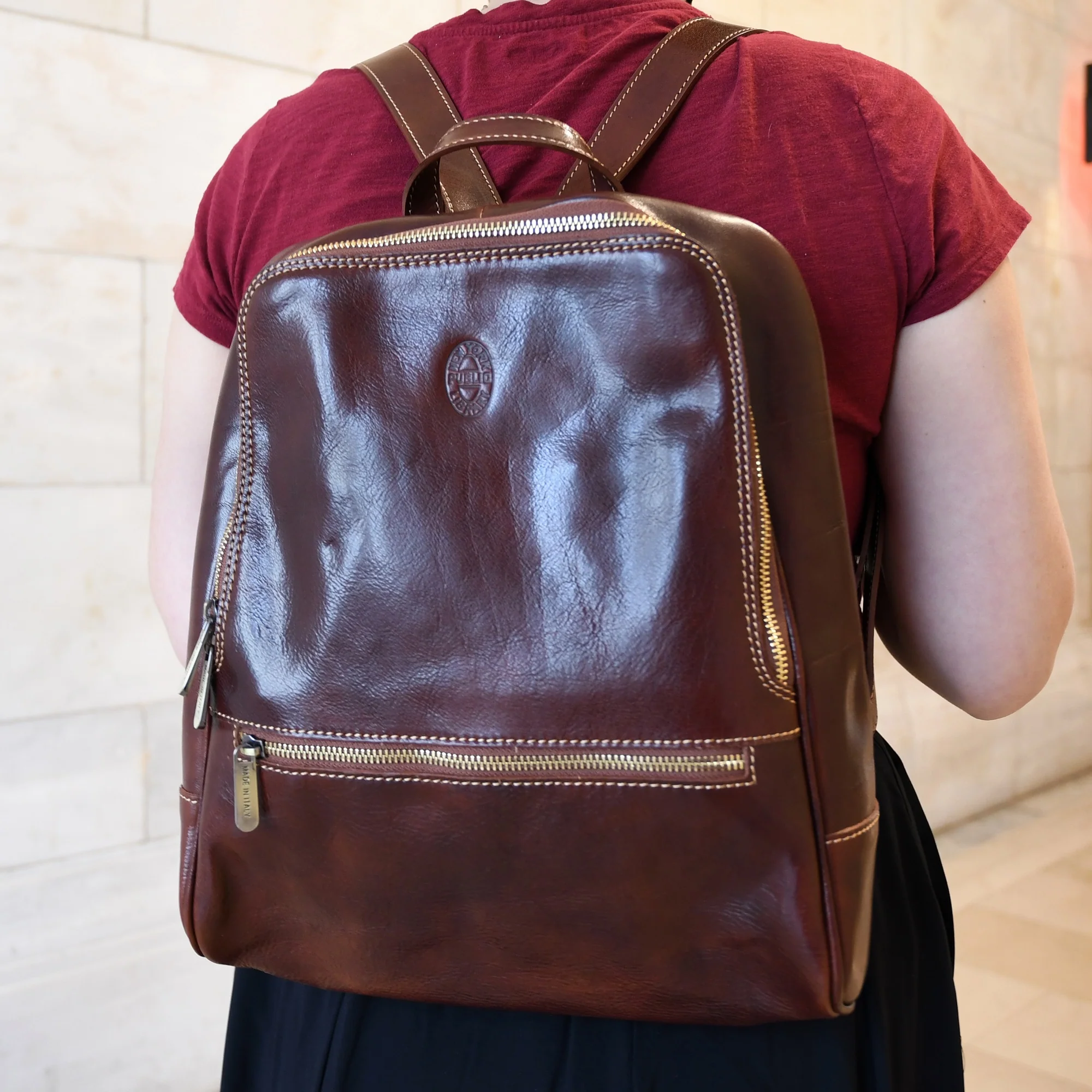 Leather NYPL Bookbinding Stamp Backpack - Image 5