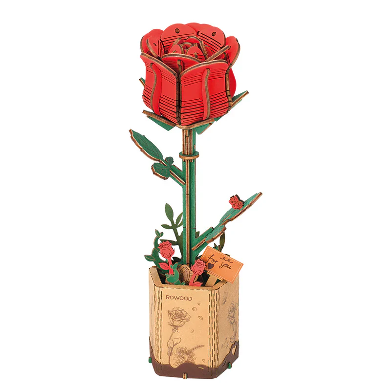 Red Rose DIY Wooden Bloom Craft
